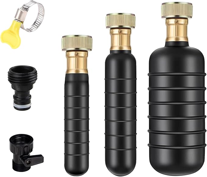 Drain Cleaning Bladder- Fits 1" to 2" Pipes, 3/4" Hose Thread Valve,Ideal for Sinks, Showers, Tubs & Sewer Lines, Rubber, Easy Daily Use, Cold Water Only (3Pc)