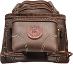 Supreme Leather Tool Pouch for Construction Carpenter Tool Bag Electrician's Pouch | 10 Pockets 2 Stainless Steel Hammer Holders Top Grain Leather Bag