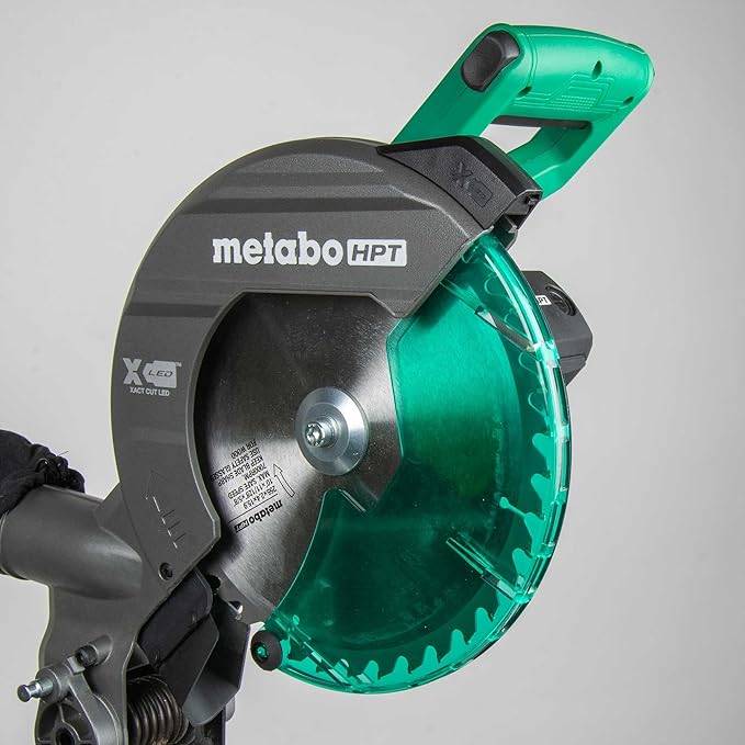Metabo HPT 10-Inch Compound Miter Saw, Xact Cut LED Shadow Line System, Precision Miter Angles, Single Bevel 0-45°, 40T TCT Blade, Positive Stops, Lightweight Design, C10FCGS 2nd Gen Version, C10FCG2