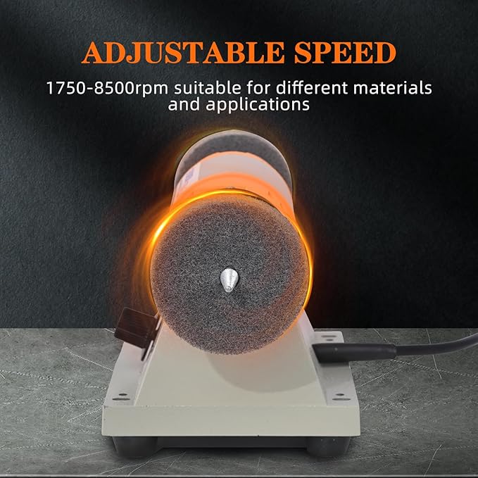 4" Jewelry Polisher & Adjustable Variable Speed Grinder Machine - With 6 Cloth Wheels & 2 Abrasive Wheels, Safety Glasses & Compound for Jewelry, Metal, Wood, Jade, Plastic Polishing & Dental Work