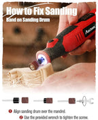 AVID POWER Cordless Rotary Tool 2.0 Ah 8V Rechargeable Rotary Tool, 4 Front LED Lights, 5 Speeds, 60 Pcs Rotary Accessories with Bag for Carving, Engraving, Sanding, Polishing and Cutting - Red