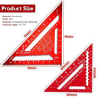Carpenter Square 12 Inch &7 Inch,Aluminum Rafter Square Carpenter for Woodworking,Sturdy Angle Drawing Measuring Ruler,Layout Tool Alloy Triangle Ruler Protractor for Carpentry,Red