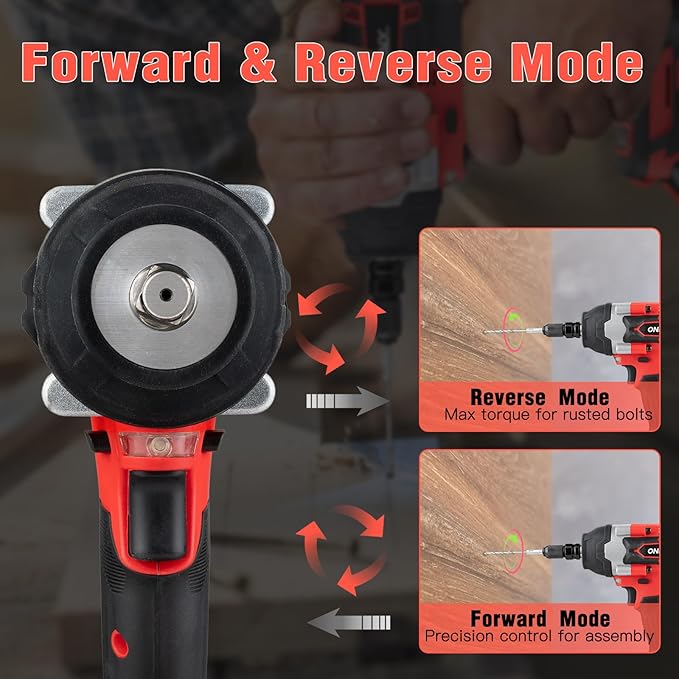 Cordless Impact Wrench1/2, 750Ft-lbs (1000N.m), 21V Power Impact Wrenches, 4-Mode Speed, 2x4.0AH Battery High Torque, 5 Sockets, 8 Drill, 6 Screws, Electric Impact Driver for Car Home Truck