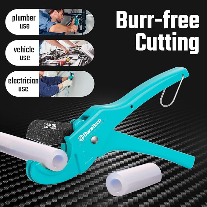DURATECH PEX Pipe Cutter, Tubing Cutter for 1/8"-1" PEX and Rubber Hoses(NOT for PVC Pipe), with PTFE-Coated Sharp Blade, Suitable for Home and Plumbing Repairs