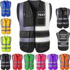 Custom Safety Vest for Men with Logo Pockets Personalized High Visibility Protective Workwear with Reflective Strip