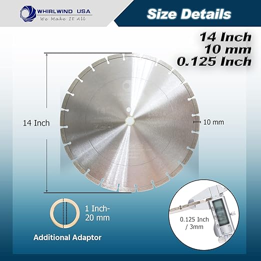 (10 Pack) 14 Inch Diamond Concrete Blade Dry or Wet Cutting Saw Blades for Masonry Brick Block Concrete Stone(14"-10PCS)