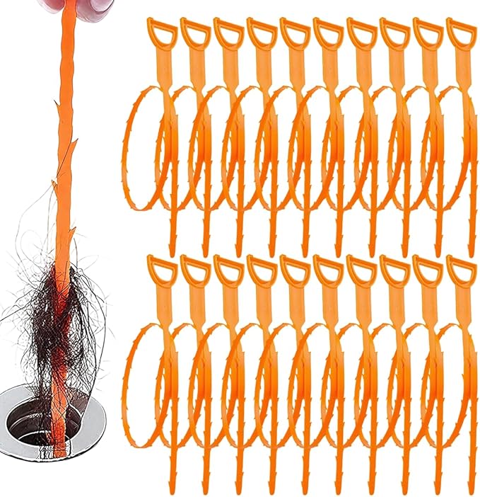 5 Pack 25 Inch Drain Snake, 2025 New Clog Remover, Flexible Hair Removal Tool for Bathroom and Kitchen, Durable Pipe Cleaning Tool for Homeowners (20 Pack)