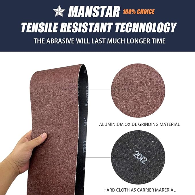 15 Pcs 3 x 21 Inch Assorted Aluminum Oxide Sanding Belt,80/120/150/240/400 Grit