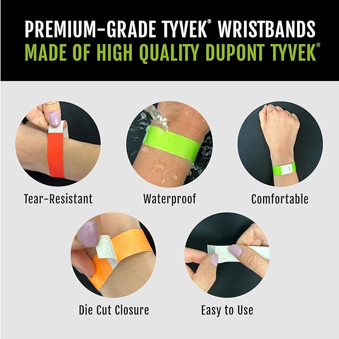 600 WristCo Tyvek Wristbands for Events, 6-Color Variety Pack – Tamper-Proof Design Prevents Reuse – Premium-Grade Bracelets for Hospital & Medical ID, Party, VIP Identification