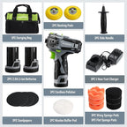 WORKPRO 12V Cordless Polisher, 3" Mini Car Detailing Buffer & Sander Machine Kit with 2 Li-Ion Batteries, Variable Speed Trigger for Auto/DIY Polishing/Sanding/Waxing