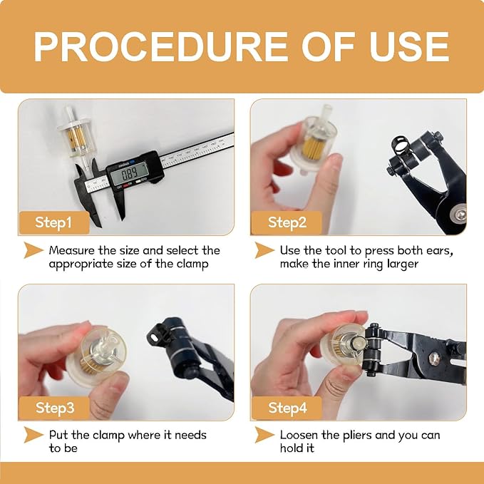 140PCS 6-25mm 14 Sizes Spring Band Hose Clamps with Swivel Flat Hose Clamp Plier, Constant Tension Hose Clamp Assortment Kit DD037