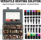 Heavy Duty Rivet Nut Tool Kit, 16" Auto Release Nut Rivnut Tool with 12 SAE & Metric Mandrels & 105 Nurserts, Threaded Riveter Tool Setter in Rugged Carrying Case NT800