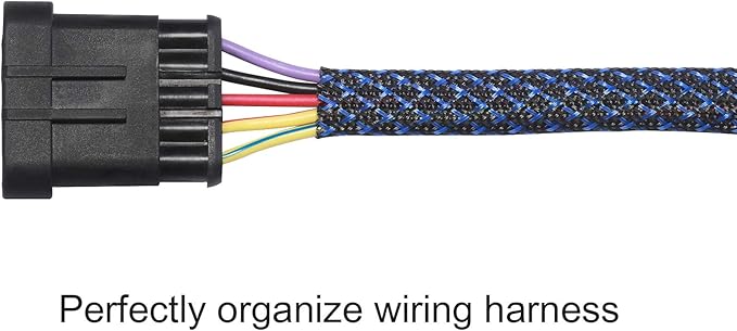 25ft - 1/2 inch PET Expandable Braided Sleeving – BlackBlue – Alex Tech Braided Cable Sleeve