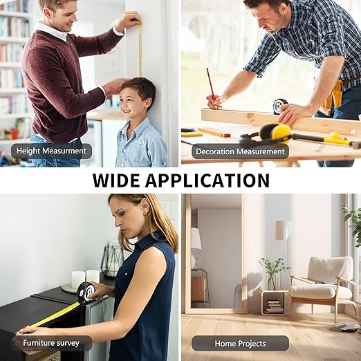 Tape Measure 25FT Self-Locking, Steel Made Retractable Measurement, Imperial/Metric Scale, MID Precision, Easy to Read, Used for Architects, Carpenters, Handicrafts. (25FT)