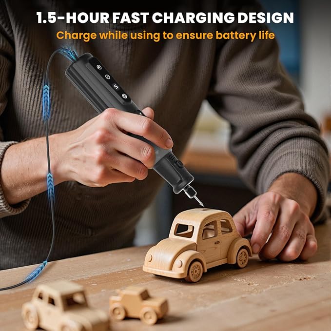 HARDELL 8V Cordless Rotary Tool Kit, 6 Variable Speed Rotary Tool Kit with Digital Display, 80PCS Accessories, Type-C Charging, Mototool for Sanding/Polishing/Engraving/DIY Crafts