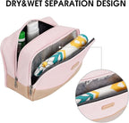 WANDF Travel Toiletry Bag for Men Large Toiletries Shaving Bag Water Resistant Hanging Dopp Kit Travel Accessories Bag for Women Men (Pink)