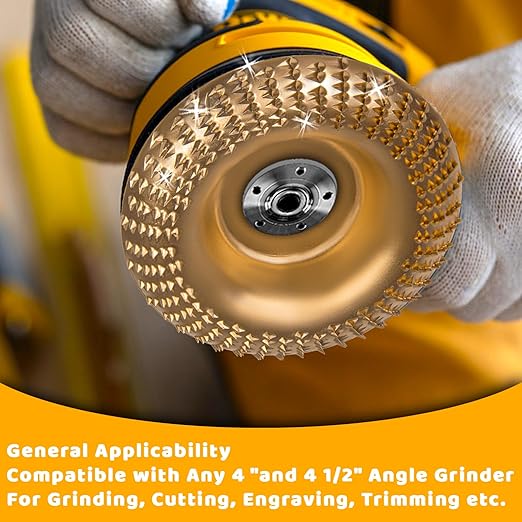 4PCS Angle Grinder Wood Carving Disc Set for 4" or 4 1/2" Attachment, Stump Tool Grinder Disc Wheel Attachments for Woodworking, Wood Shaping Carving Disc for Wood Cutting