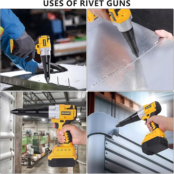 Cordless Rivet Gun Tool for Dewalt 20V Max Battery(No Battery), Brushless Electric Automatic Rivet Gun,Brushless Motor for Rivets 1/8'', 5/32'', 3/16", for Metal, Plastic and Leather