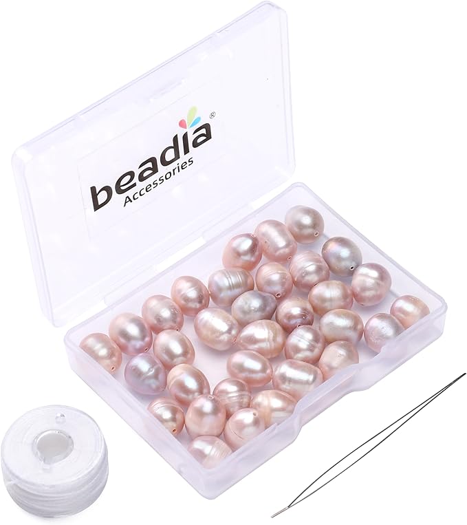 Natural Pearl Beads Rice 9-10mm Purple Freshwater Cultured Loose Gemstone Beads for DIY Jewelry Making 13.8''/Strand HQ