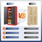 Yizosh Metal Garage Storage Cabinet with 2 Doors and 5 Adjustable Shelves - 71" Steel Lockable File Cabinet,Locking Tool Cabinets for Office,Home,Garage,Gym,School (Red Black)