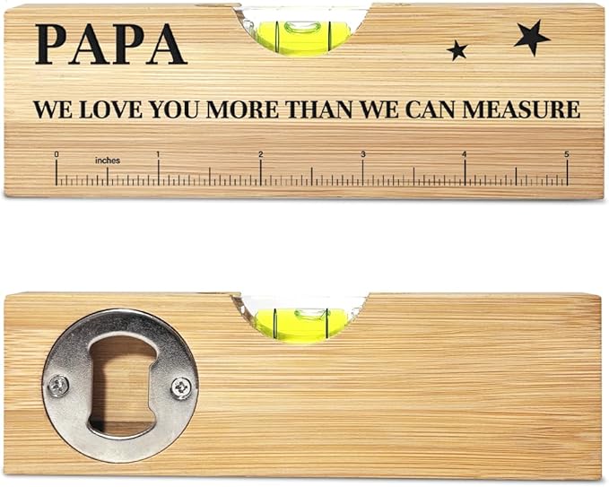 Fathers Day Birthday Gifts for Papa Dad from Daughter Son Wife Wooden Spirit Level Valentines Christmas Thank You Gifts Ideas for Daddy New Dad Papa Grandpa