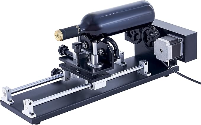 OMTech 4-Wheel Rotary Cutter and Engraver Attachment with Nema 23 2-Phase Stepper Motor for 50W 60W 80W 100W 130W CO2 Laser Engraving Machine Rotary Tool Accessory Kit for Wood and More