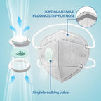 Head Mounted Face Dust Mask 20PCS,7 Layer Breathable Valve Disposable for Protection Construction Sanding Adult