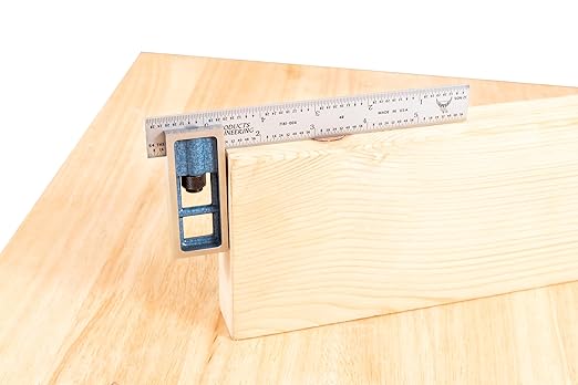Precision Double Square - 6” 4R Metal Ruler for Metal Working and Fabrication, Carpentry, Woodworking and More PEC Tools, Reads 1/32",1/64",1/8"、1/16", Made in USA