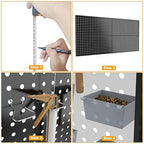 4x2ft Metal Pegboard Kit for Tools Storage, Black Pegboard Wall Organizer with Hooks and Pegboard Bins