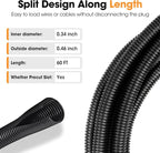 60 FT Wire Loom 3/8 Inch, Split Wire Loom Tubing Wire Conduit, Wire Protector Tubing – Black