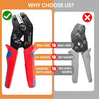 Wire Crimping Tool with Ratchet, Amliber Ratchet Wire Crimper Tool for Open Barrel Terminal Connectors, Electrical Crimping Tool for Deutsch DELPHI AMP Dupont TYCO Terminals, 24-14 AWG