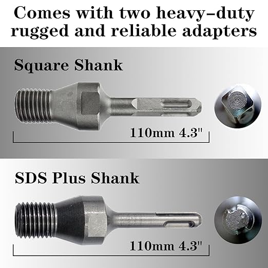 1.5" Dry Core Drill Bits for Cured Concrete with Rebar Brick Blonck Masonry etc 12.2in/310mm Drilling Depth，10mm Diamond Segment Height，2 Adapters