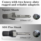 1.5" Dry Core Drill Bits for Cured Concrete with Rebar Brick Blonck Masonry etc 12.2in/310mm Drilling Depth，10mm Diamond Segment Height，2 Adapters