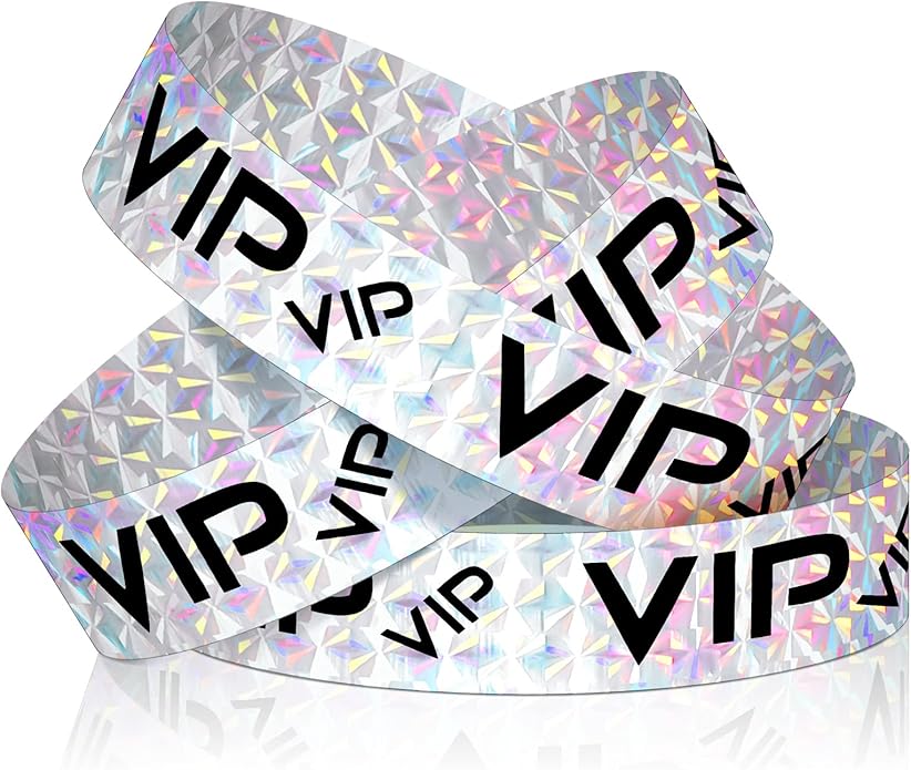 Teling 500 Pack VIP Plastic Wristbands Bracelets Party for Events VIP Custom Wristbands Plastic Bracelets Tear proof Waterproof Wrist Bands Arm Bands for Events Concerts