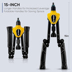 Steelite Foldable Rivet Nut Tool Kit, 15-Inch Rivnut Tool with 13 Metric and SAE Mandrels, Professional Hand Riveter with 105Pcs Rivnuts Assortment Kit