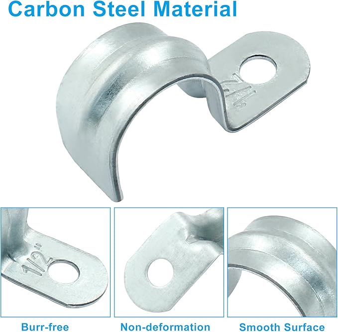 Biaungdo 30 Pcs M20 Rigid Pipe Strap, 3/4 Inch Zinc Plated Steel One Hole Strap Bracket Pipe Clamps Heavy Duty Conduit Clamps Tension Tube Clip Cable Clamp Hanger for Conduit, Pipe Fixing