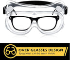 Yunsailing 30 Pack Protective Safety Goggles Clear Lab Over Glasses Anti Fog Eye Protection Goggles for Men Women(Clear, Black)