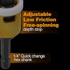 9/64"x3/8" Carbide Tipped Countersink Drill Bits with Low Friction Depth Stop, 1/4" Quick Change Hex Shank Countersink Drill with Replaceable HSS Pilot Drill Bit for Plastic, Woodworking