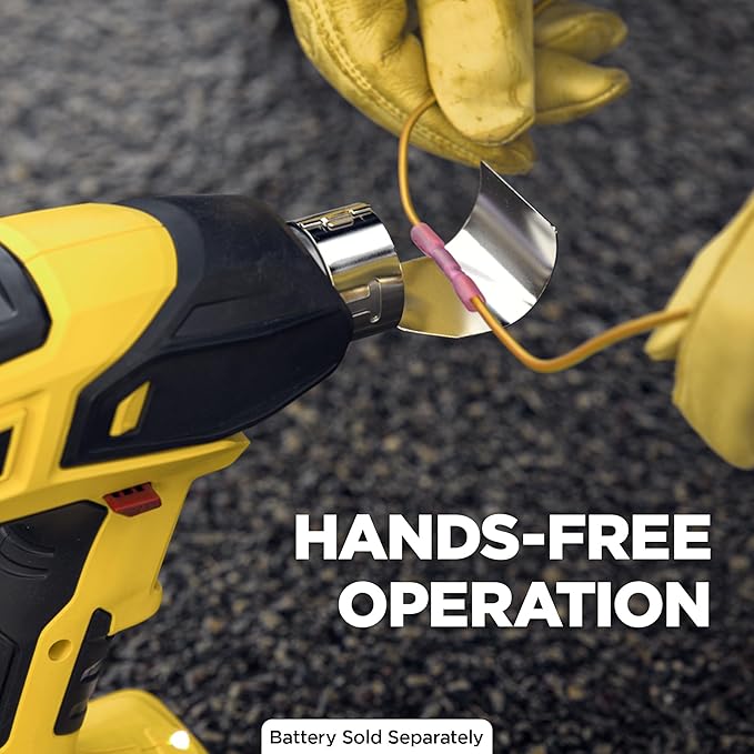 Wagner SprayTech 2467225 FURNO 550 18V Variable Temp Cordless Crafts, Wire Shrinking, Defrosting Pipes, with 2 Nozzles – Bare Tool Heat Gun, Yellow