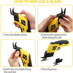 2 Blade Cordless electric scissors for cardboard Fabric Cutter Cardboard Cutter Tool for Crafting,and Sewing with Usb Cable Red-2blades