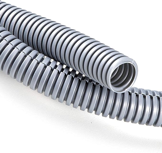 ZhiYo 20FT 3/8” Wire Loom Split Tubing Auto Wire Conduit Flexible Cover | High Temperature Heat Resistant -40F to 257F | Plastic Cover for Electrical Wires & Cables, Grey