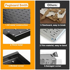 4x2ft Metal Pegboard Kit for Tools Storage, Black Pegboard Wall Organizer with Hooks and Pegboard Bins