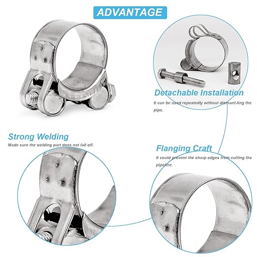 AKIHISA 2 Pack 86-91mm ID Range T-Bolt Hose Clamp,304 Stainless Steel Adjustable Heavy Duty Pipe Strap Clamp 3.38 to 3.58 Inch