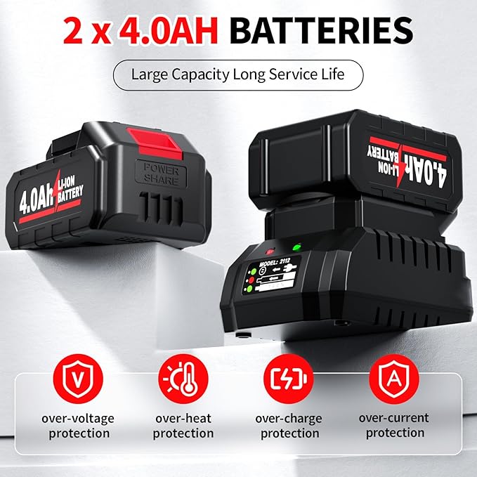 Reciprocating Saw Cordless, 0-3500 SPM Power Reciprocating Saw, Tool-Free Blade Change, Brushless Recipro Saws with 2 * 4.0Ah Battery & 4 Blades, Cordless Saw for Wood/Metal/Plastic Cutting