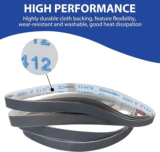 1 x 30 Inch Silicon Carbide Sanding Belts, 24Pcs 1x30 Inch Belt Sander Belts, 6 Each of 400, 600, 800, 1000 Grits Knife Sharpening Belt for Metal, Glass, Steel, Aolly, Rubber, Plastic, Wood