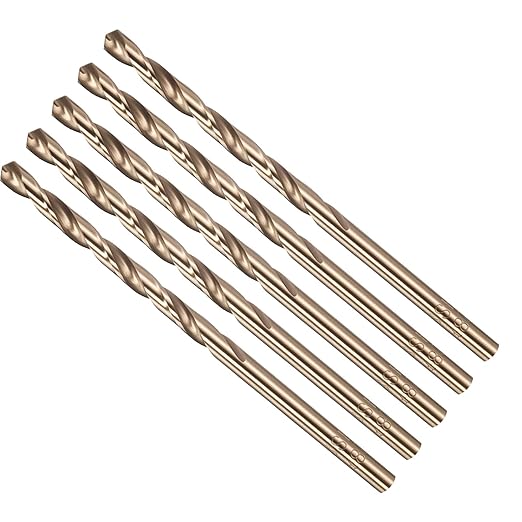 Drill Bit, #28 Cutting Diameter, 4341 HSS Gold Finish 135° Cutting Angle Number Jobber Bits - (Applications: for Drilling Soft Metal Plastic Wood), 5-Pieces