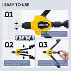 Steelite Foldable Rivet Nut Tool Kit, 15-Inch Rivnut Tool with 13 Metric and SAE Mandrels, Professional Hand Riveter with 105Pcs Rivnuts Assortment Kit