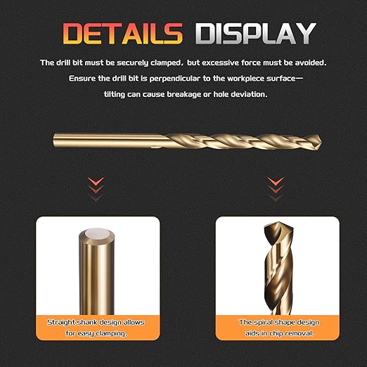 Drill Bit, 11/64" Cutting Diameter (4.366mm), 4241 HSS Black and Gold 118° Cutting Angle Versatile Jobber Bits - (Applications: for Plastic Wood Soft Thin Metal), 12-Pieces