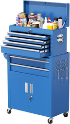 Greenvelly Tool Chest, 8-Drawer Rolling Tool Chest with Hooks and Lockable Wheels,Metal Storage Detachable Top Tool Box with Lockable Wheels for Garage,Workshop,Art Studio(Blue)