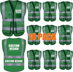 BeautyWill Custom Safety Vest Customized Logo Class 2 High Visibility Reflective Vest with Pockets Construction workwear